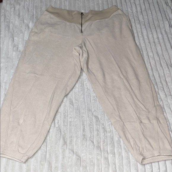 aerie Pants - Aerie Fleece Cream Jogger Pants with Zipper | Size XXL